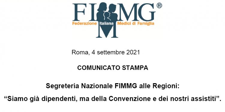 Comunicato stampa Segreteria nazionale FIMMG